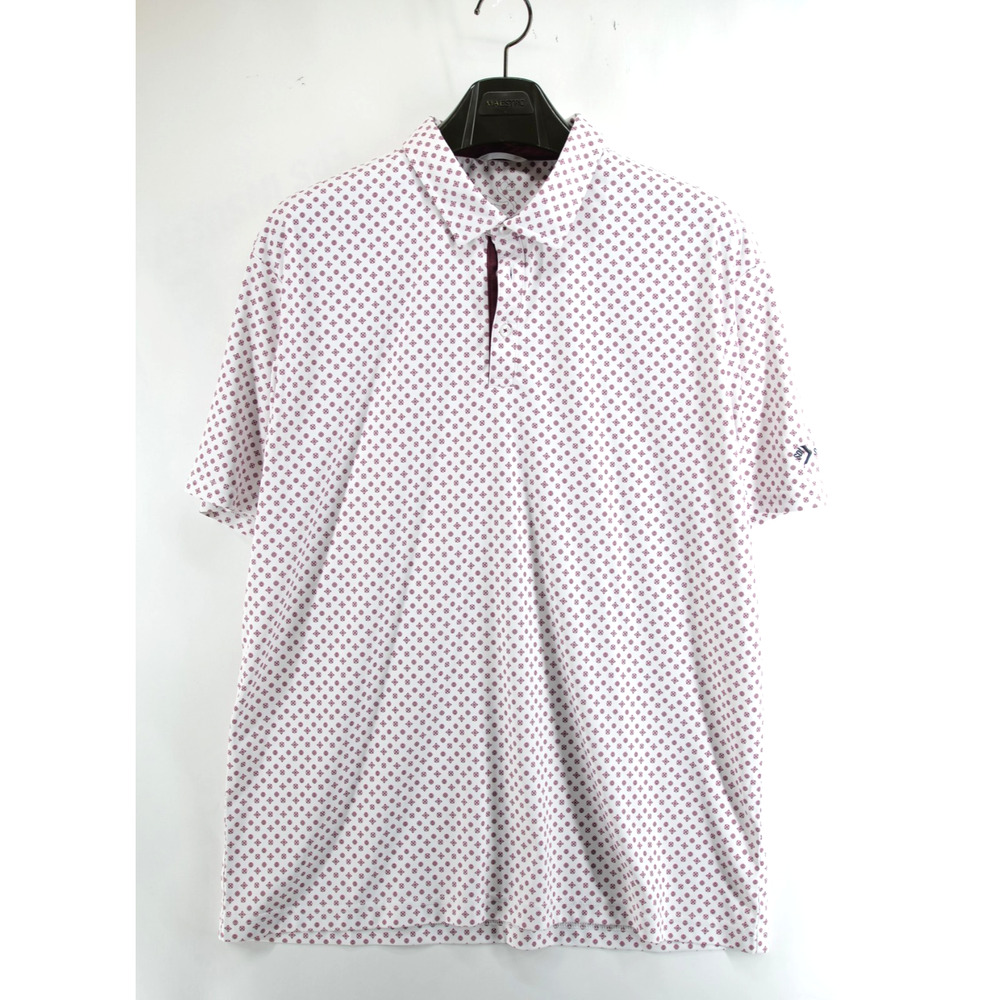 Swannies Golf Polo Shirt White Red Mens XL Performance Floral Pattern
